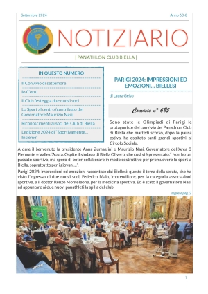 Panathlon International Club Biella - Notiziario Settembre 2024