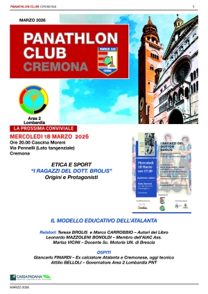 Panathlon International Club Cremona - Notiziario Marzo 2026