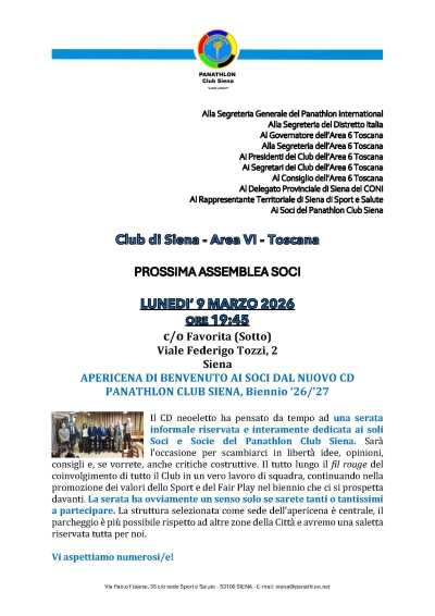 Panathlon Club Siena - Notiziario Marzo 2026