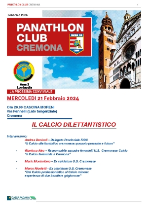 Panathlon International Club Cremona- Notiziario Febbraio 2024