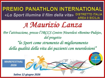 Panathlon International Area 9 Sicilia - Premio speciale Panathlon "Lo Sport illumina il Film della Vita"