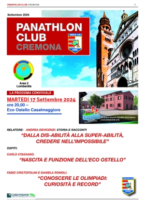 Panathlon International Club Cremona- Notiziario Settembre 2024