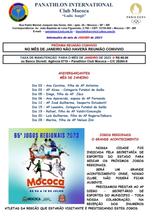 Panathlon International Club Mococa - Janeiro 2023