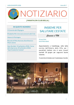 Panathlon International Club Biella - Notiziario luglio-agosto 2026