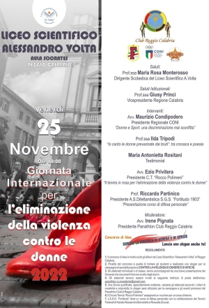 Panathlon International Club Reggio Calabria e il Liceo Volta insieme per il 25 novembre: un concorso contro la violenza sulle donne