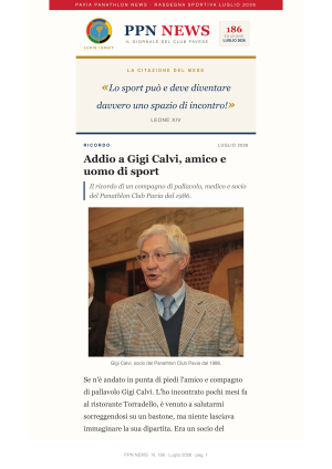 Panathlon Club Pavia - Notiziario n 186 Luglio 2026