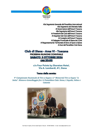 Panathlon Club Siena - Notiziario Ottobre 2026