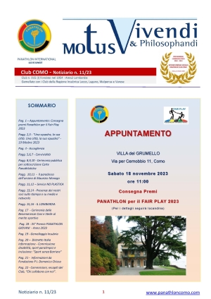 Panathlon International Club Como - Notiziario n.11/2023