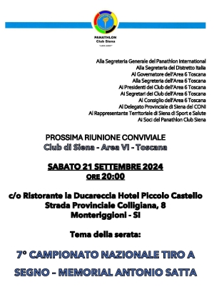 Panathlon Club Siena - Notiziario Settembre 2024