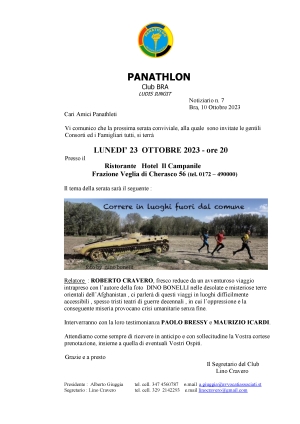 Panathlon International Club Bra - Notiziario n.7, 10 Ottobre 2023