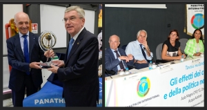 Rundtischgespräch “Die Auswirkung der Konflikte und der Politik auf den Sport“ Flambeau d’Or 2022 für den Präsidenten des IOC Thomas Bach
