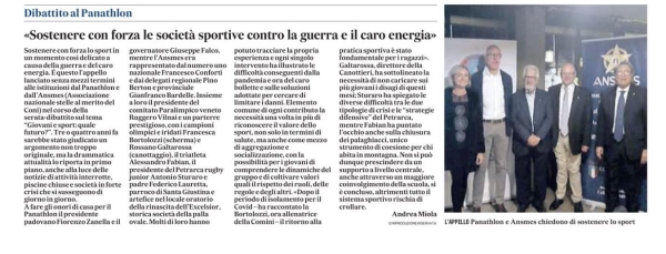 EWoS 2022 - “Giovani e sport: quale futuro?“ - Panathlon Padova in collaborazione con Ansmes
