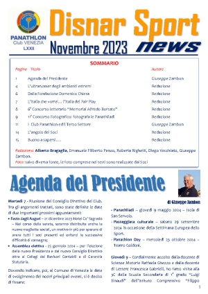 Panathlon International Club Venezia- Notiziario Novembre 2023